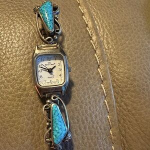 Native American sterling silver and turquoise handmade watch